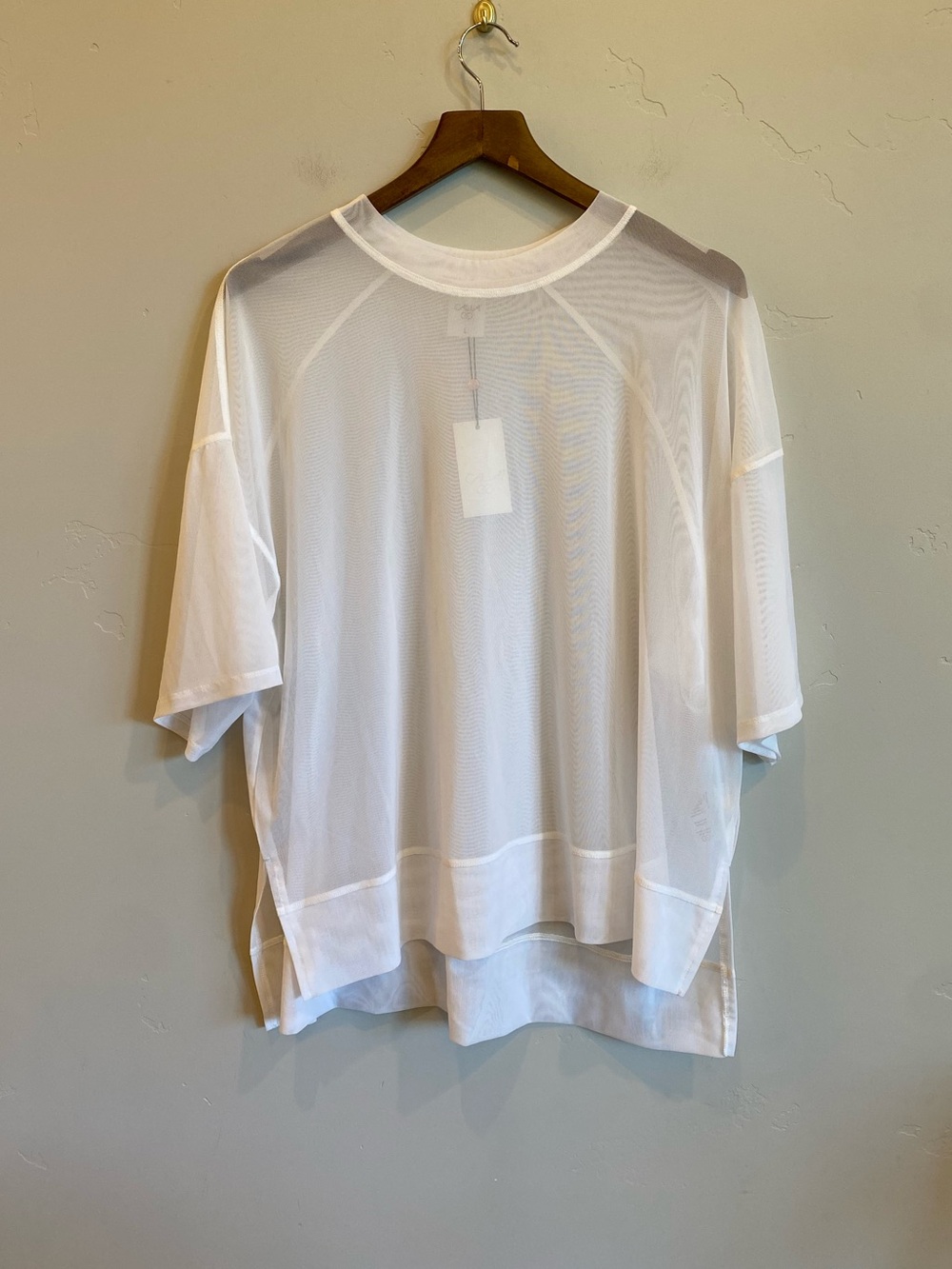 CALIA By Carrie Underwood Bright White Oversized Mesh Top